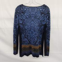 Nic + Zoe Blue & Black Abstract Pattern Crewneck Sweater Size S alternative image