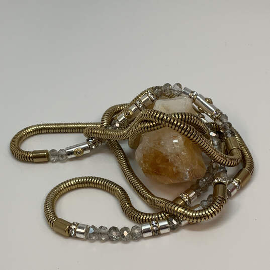 Designer Henri Bendel Tww-Tone Crystal Cut Stone Fashionable Chain Necklace image number 1
