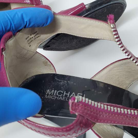 Wm Michael Kors Berkley Strappy Leather W/Front Zip Heels Shoes Sz 9M image number 4