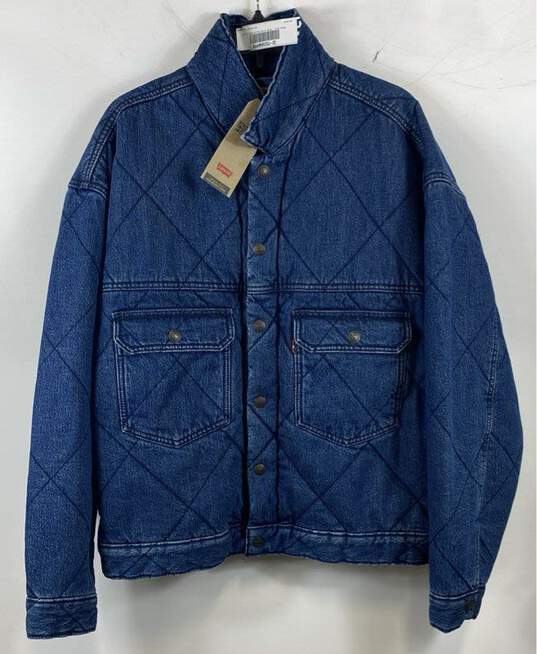 Levi's Blue Quilted Denim Jacket - Size Large image number 1