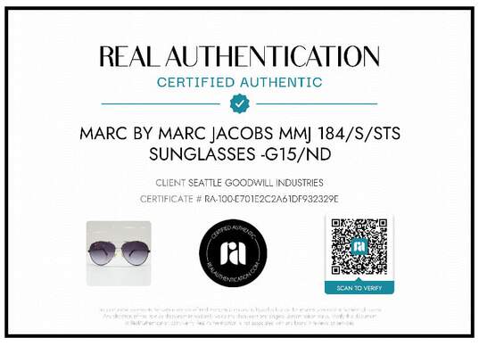 AUTHENTICATED MARC BY MARC JACOBS MMJ 184/S/STS AVIATORS image number 2