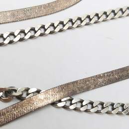 Sterling Silver Herringbone Curb Chain 17-18" Necklace Bundle 2pcs. 25.4g alternative image