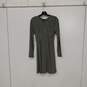 Womens Green White Scoop Neck Long Sleeve Back Zip Fit And Flare Dress Size Medium image number 1