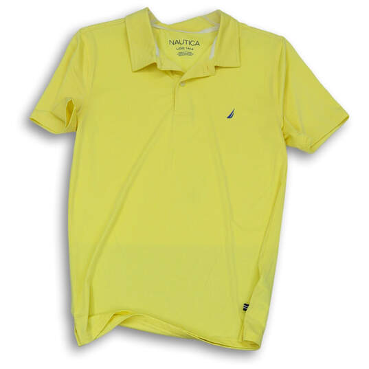 Mens Yellow Classic Fit Short Sleeve Collared Casual Golf Polo Shirt Size L image number 1
