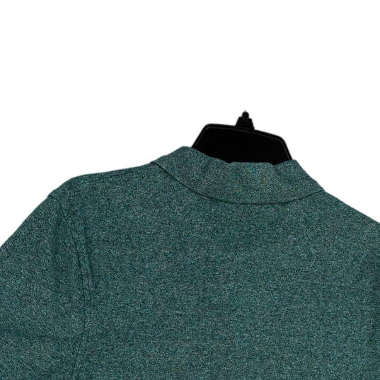 Mens Green Pique Slim Spread Collar Short Sleeve Polo Shirt Size Medium image number 4
