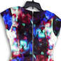 NWT Womens Multicolor Tie-Dye Cap Sleeve Round Neck Sheath Dress Size M image number 4