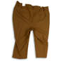 NWT Womens Tan Flat Front Pockets Straight Leg Cropped Pants Size 28 image number 2