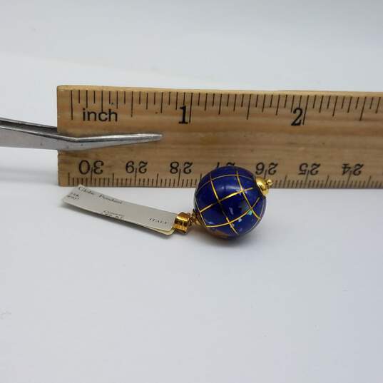 18k Gold Multi Gemstone Inlay Globe Pendant 3.3g w/TAg image number 6