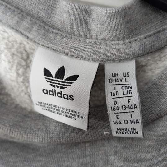 Adidas Gray With White Stripes Sweatshirt Size L image number 3
