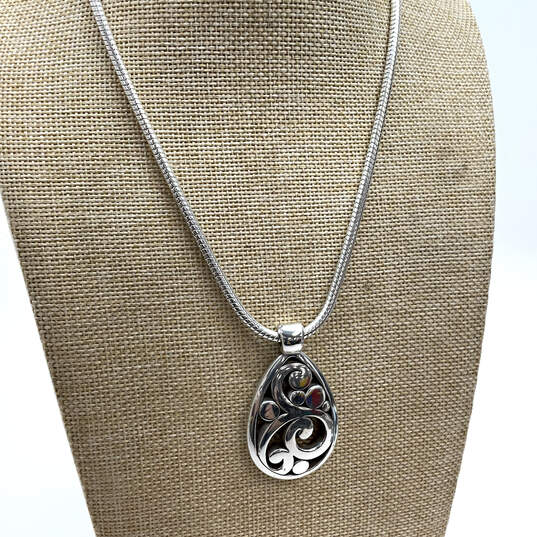 Designer Brighton Silver-Tone London Groove Scroll Pendant Necklace image number 1
