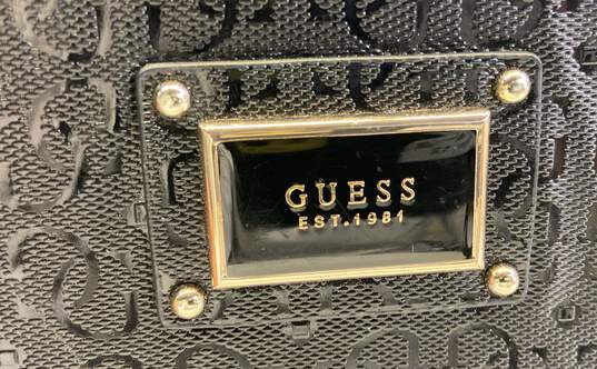 GUESS Black Logo Print Signature Zip Around Crossbody Bag image number 6