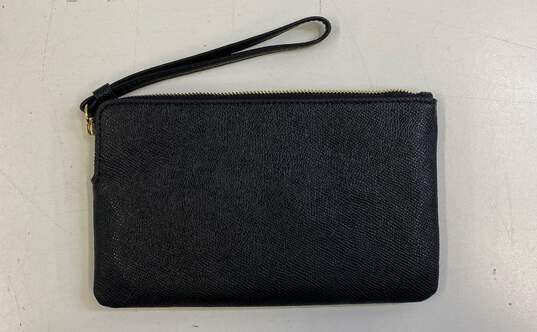 COACH Black Leather Zip Envelope Pouch Wallet Wristlet image number 2