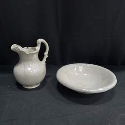 Vintage Pearlescent Porcelain Wash Pitcher & Basin Set
