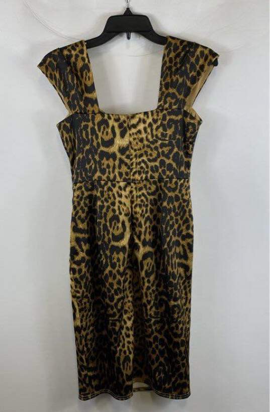Tadashi Shoji Womens Multicolor Leopard Print Cap Sleeve Sheath Dress Size 4P image number 2