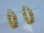 14k Yellow & Rose Gold Textured Floral Hoop Earrings 3.5g image number 1