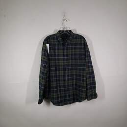 Mens Plaid Regular Fit Long Sleeve Collared Button-Up Shirt Size Large