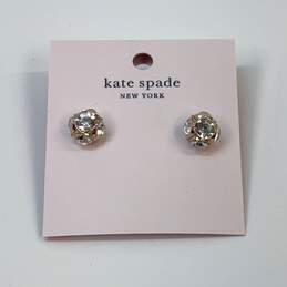 Designer Kate Spade Gold-Tone Crystal Pave Stone Ball Stud Earrings