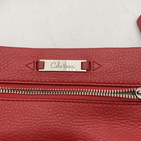 Womens Orange Leather Zipper Outer Pockets Adjustable Strap Crossbody Bag image number 3