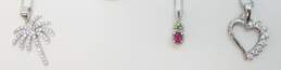 Contemporary Sterling Silver Pink Tourmaline Tsavorite & CZ Necklaces 7.5g alternative image