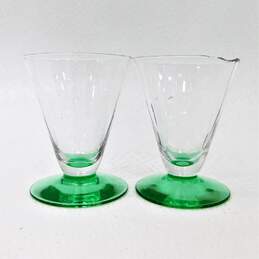 VNTG Morgantown Optic Footed Tumblers Green Glass Iridescent & Uranium Set of 4 alternative image