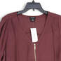 NWT Womens Purple Meila Relaxed Fit Front Zip 3/4 Sleeve Blouse Top Size 18 image number 3