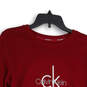 Womens Red Crew Neck Long Sleeve Pullover Sweatshirt Size Medium image number 3
