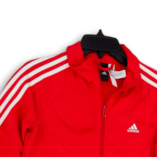 Mens Red 3-Stripes Warm-Up Long Sleeve Full-Zip Track Jacket Size Small image number 3