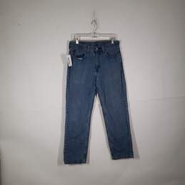 Mens 5 Pockets Medium Wash Denim Straight Leg Jeans Size 32X32