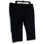 Womens Black Flat Front Pockets Straight Leg Cropped Pants Size 18 image number 2