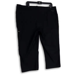 Womens Black Flat Front Pockets Straight Leg Cropped Pants Size 18 alternative image