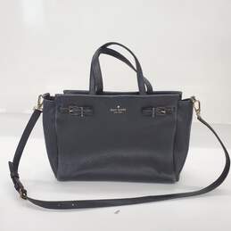 Kate Spade Black Pebble Leather Buckle Accent Crossbody Hand Bag
