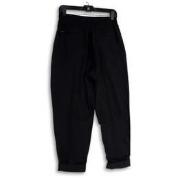 Womens Black Pleated Tie Front Zipper Pocket Cuffed Jogger Pants Size 8/P alternative image
