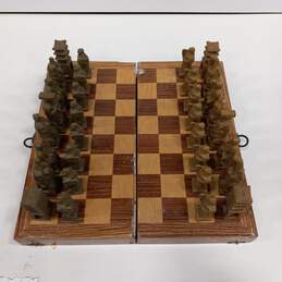 Wooden Chess Set (Folds Into Box/Case And Down Into Board)