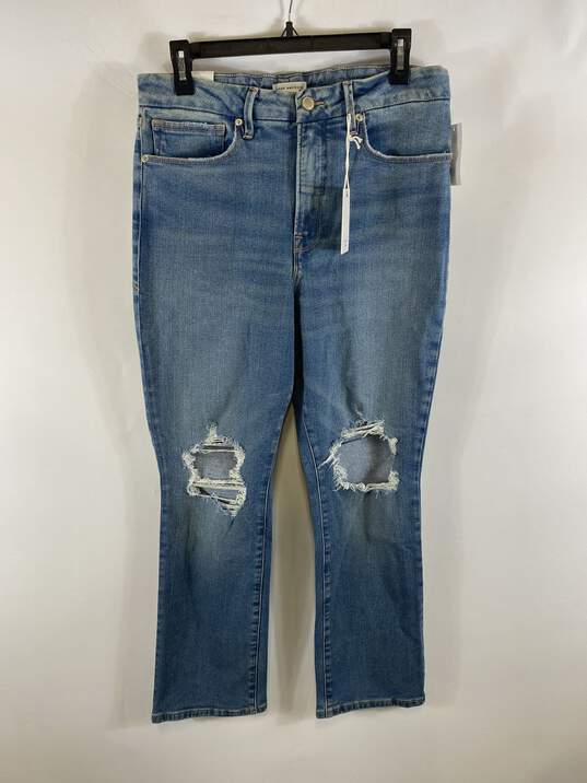Good American Women Distressed Blue Jeans 12 NWT image number 1