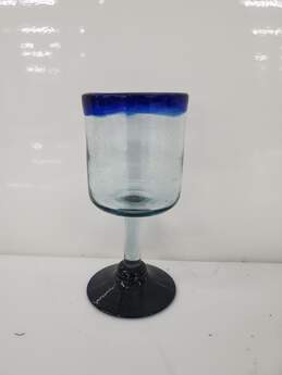 Cobalt Blue Rim Small Wine Glass