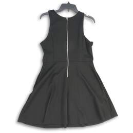 Womens Black Sleeveless Round Neck Back Zip Short A-Line Dress Size 14P alternative image