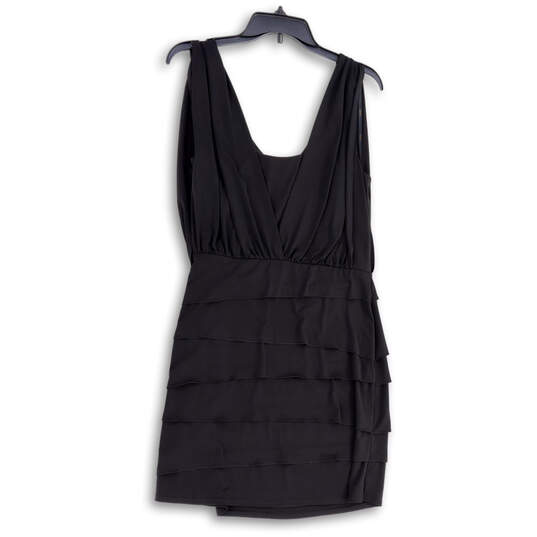 Womens Black V-Neck Sleeveless Tiered Pullover Short Blousen Dress Size 8 image number 2