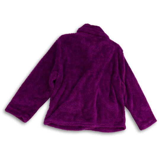 Womens Purple Long Sleeve Shawl Collar Front Button Faux Fur Coat Size S image number 2