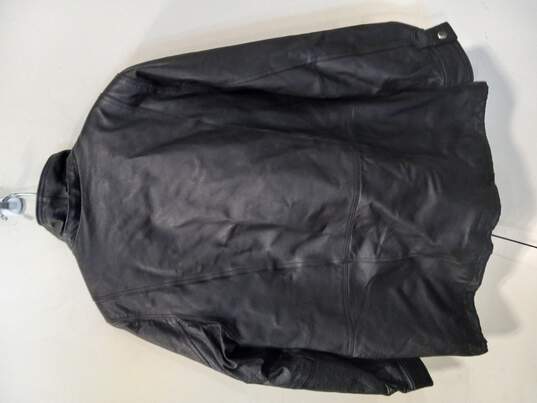 Croft & Barrow Men's Black Leather Coat Size L image number 2