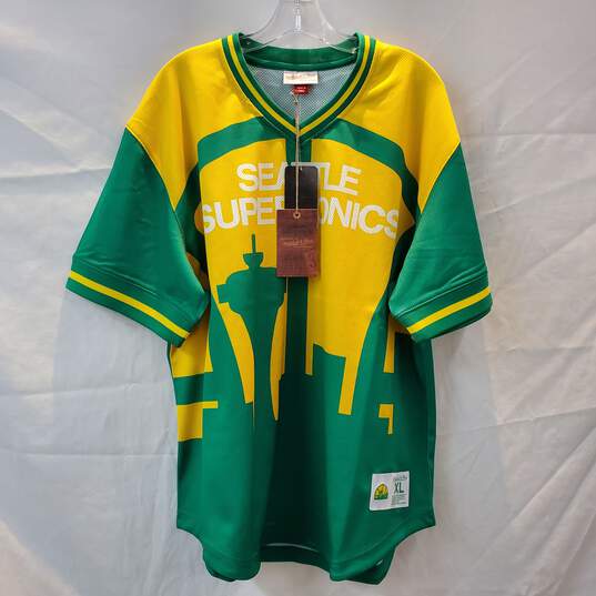 Mitchell & Ness NBA Jumbotron 3.0 Mesh V-Neck Seattle Supersonics Top NWT Size XL image number 1