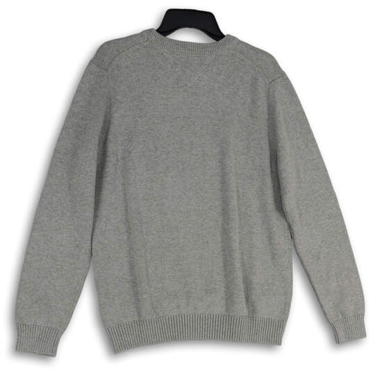 Mens Gray Crew Neck Long Sleeve Knitted Pullover Sweater Size Large image number 2