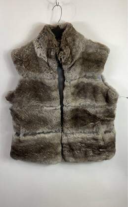 CO-OD Women Gray Reversible Fur Vest L