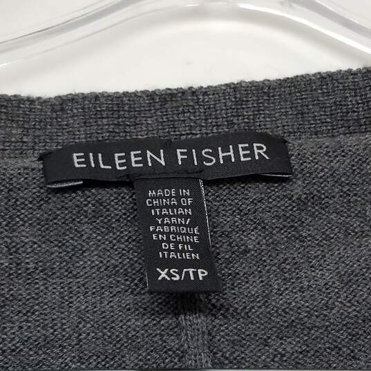 Eileen Fisher Grey Knit V-Neck Sweater Size XS image number 3