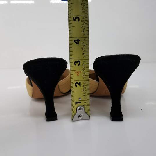 Manolo Blahnik Black & Gold Suede Heeled Mules Women's Size 8 image number 5