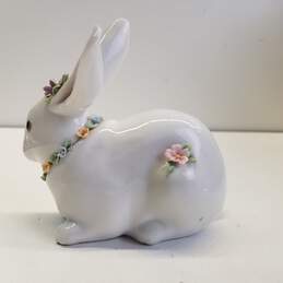 Lladro Porcelain Sculpture Attentive Floral Rabbit Figurine alternative image