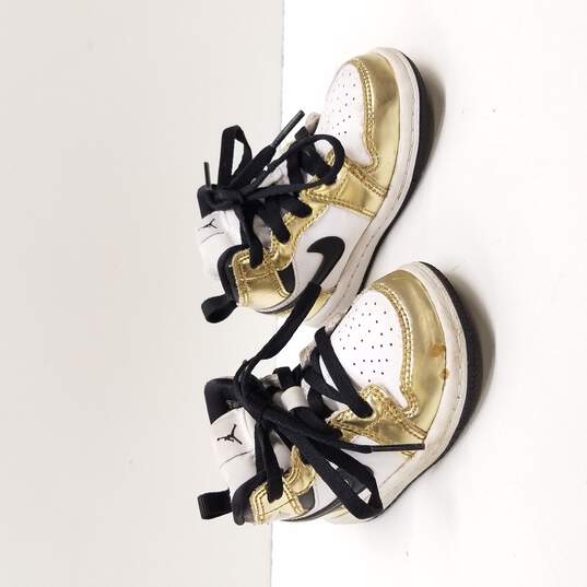 Nike Baby's Jordan 1 Mid SE TD Metallic Gold Sneaker Size 6C image number 6