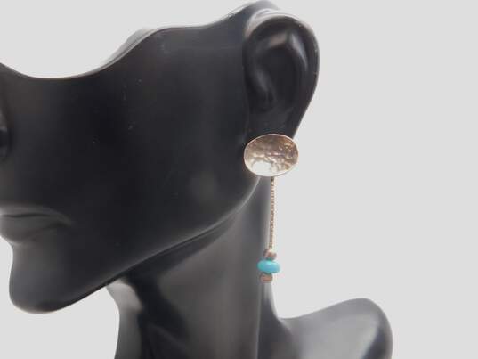 Avi Soffer Hammered Turquoise Bead Earrings 2.5g image number 2