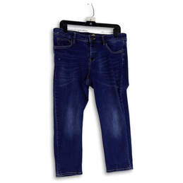 Womens Blue Denim Medium Wash Pockets Stretch Cropped Jeans Size 32x24
