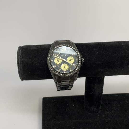 Designer Fossil ES3205 Black Chronograph Round Dial Analog Wristwatch image number 1