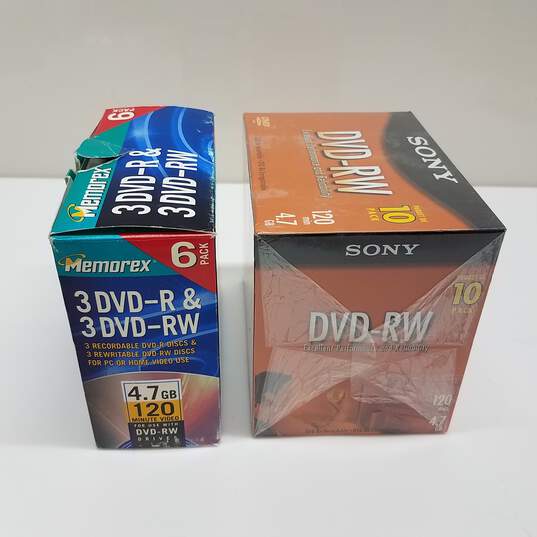 Sony DVD-RW Disc 10-Pack +Memorex DVD 6 pack 3 DVD-R & 3 DVD-RW-Sealed image number 3